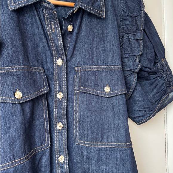 Pilcro Denim Ruffle Button Up Shirt - Picture 3 of 4